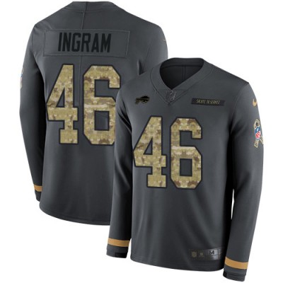 Nike Buffalo Bills #46 Ja'Marcus Ingram Anthracite Salute to Service Men's Stitched NFL Limited Therma Long Sleeve Jersey